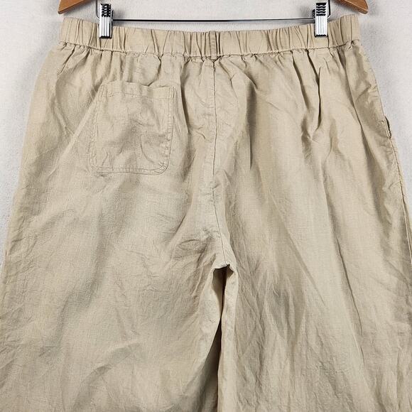 Quince 100% European Linen Pants Women’s SZ XL Beige Cropped Pockets - Picture 7 of 12